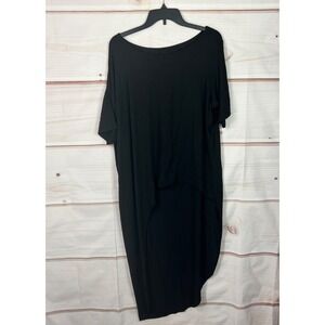 XD Xenia Design Top Womens XL Black Asymmetrical Tunic Jersey Knit Boat Neck